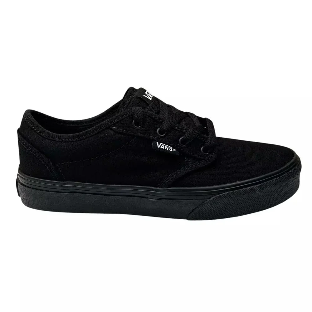 Vans Atwood Youth Boy's/Girl's‎ Canvas Shoes Size 3 Solid Black Low Top Lace up